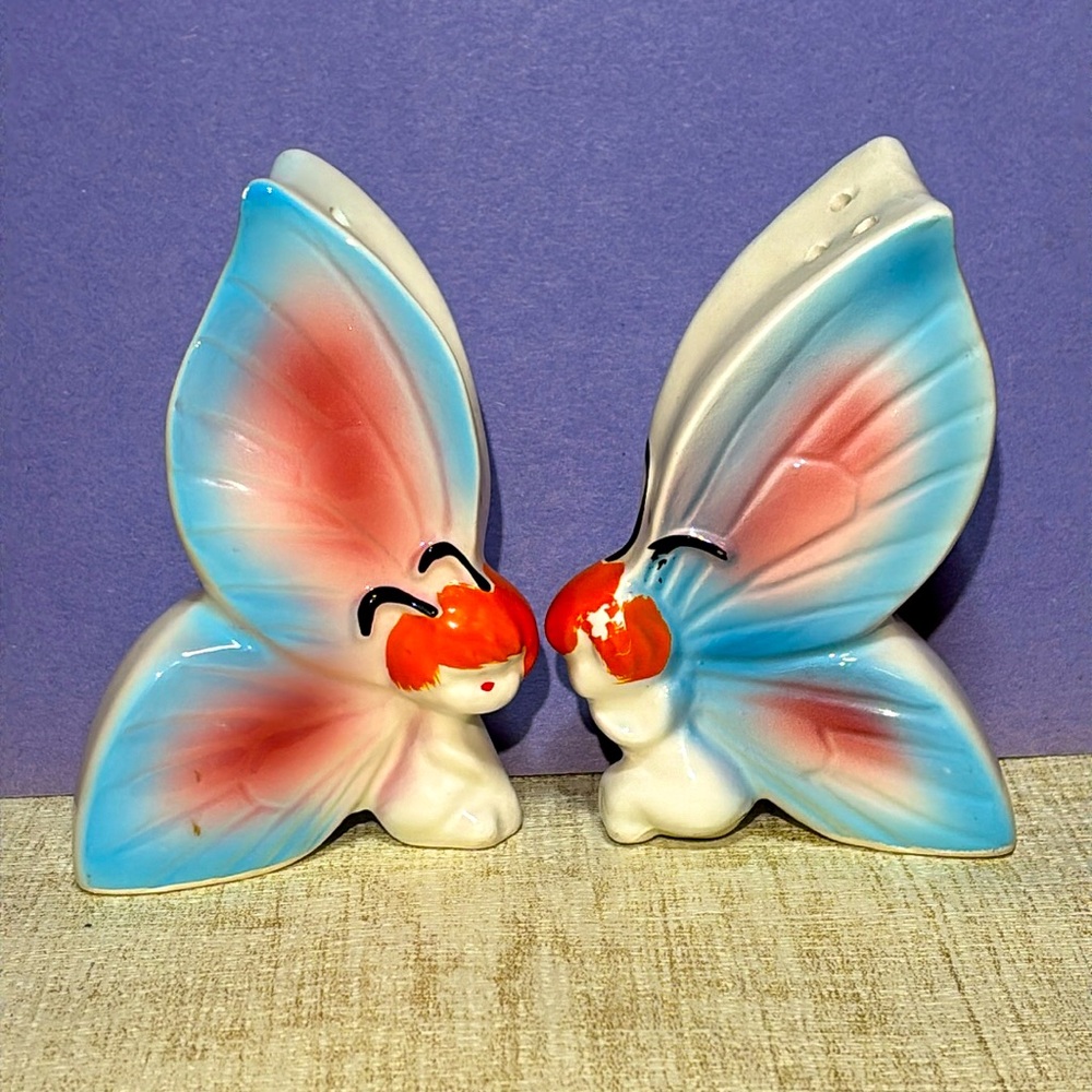 Vintage Fairy Pixie Butterfly Salt and Pepper Shakers